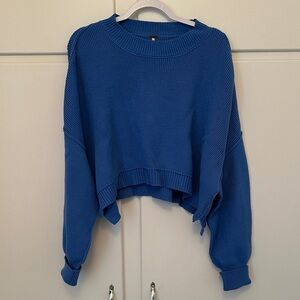 Free People Chunky Blue Cropped Sweater